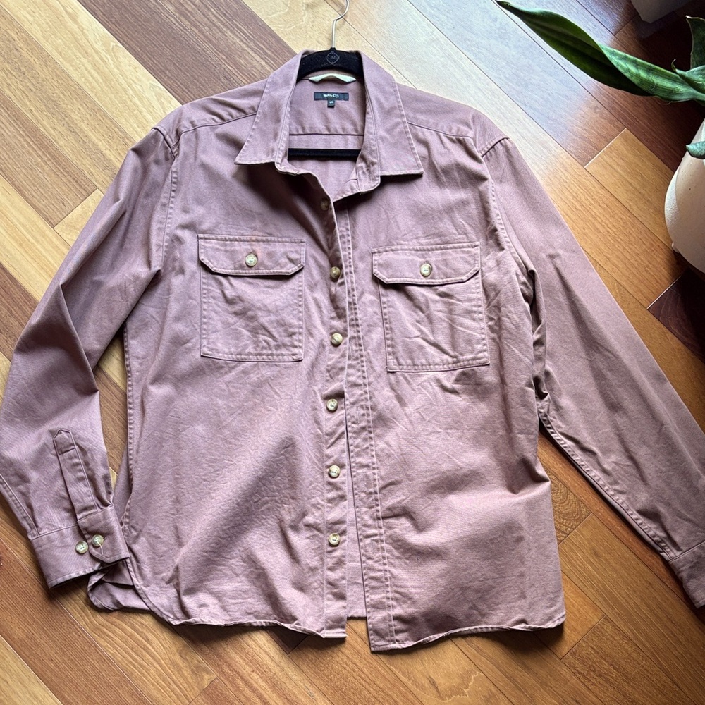 RW&Co. Men's Dusty Rose/Clay Button-Up Shirt Jacket, Large